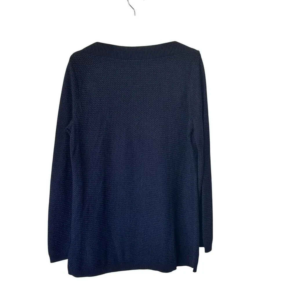 NWT Talbots Sweater Large Basket Weaver Knit Boat  cotton blend